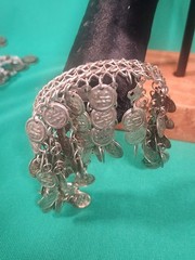 Vintage Boho Coin Jewelry Set Belt Necklace & Cuff Bracelet Queen Elizabeth Coin