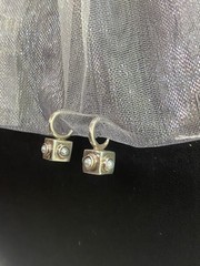 Silver Boho Drop Dangle Pearl Earrings small