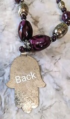 SILVER AMULET PENDANT NECKLACE VINTAGE STERLING Purple Silver color. Beadswith.
