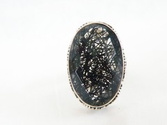 Heavy Sterling Silver 925 Rutilated Quartz Chunky Statement Ring Size 7