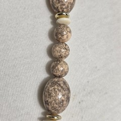 Beaded Statement Necklace Square & Round Beads Flat Gold & White Spacers