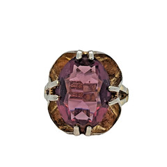 Vintage Joseph Esposito (ESPO) 18K HGE Amethyst Glass Fashion Ring – Size 7
