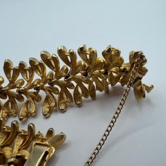 Vintage Signed Francois for Corocraft Gold Tone Leaf Link Bracelet Wide MCM