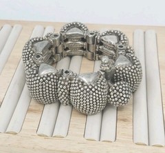 Antique Rajasthan Tribal Sterling Silver Granulated Bracelet 290g Handmade 6.75
