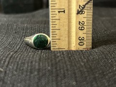 Vintage 925 Sterling Silver Signet Style Ring With Malachite Size 8.5