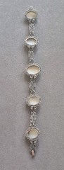 Ornate Antique 800 Silver Filigree shell Carved Cameo Link Bracelet: 7.5” Long