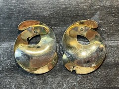 Vintage Black And Off White Pierced Earrings Gold Tone