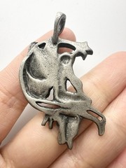 Vintage Pewter Fairy On Crescent Moon Pendant