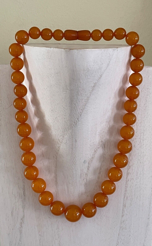 Vintage Natural Amber 36 Beads Necklace 37 Grams