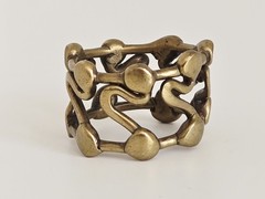 VTG Brutalist Modernist Brass Abstract Drippy Free Form Wide Band Ring 6 1/2