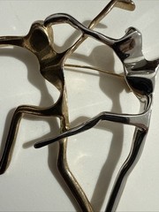 Vintage Gold & Silver Tone Modernist Abstract Dancers Brooch Pin