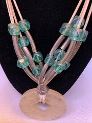 Boho Statement Necklace Vintage Signed Anthony Alexander Glass Beads Silvertone