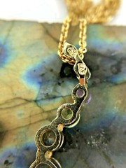 FAS Vintage Sterling Silver Vermeil 5mm Multi Gemstone Necklace 17.75″
