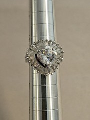 Heart Shaped Silverstone CZ Ballerina Ring Size 6 Thailand