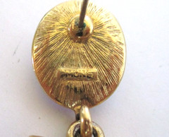Vintage Monet Blue Purple Cabochon Pierced Dangle Earrings Gold Tone 1980s