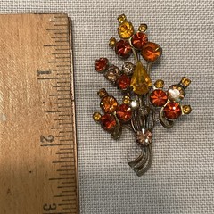 Lot Of 3 Vintage Brooch Pins All Prong Set Rhinestones 1 Signed Austria Flowers