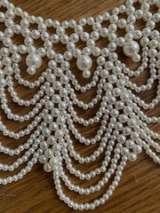VTG Runway Pearl Collar Bib Necklace Statement Layered BOHO Choker 16”