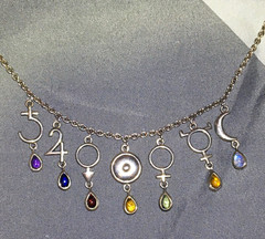 Peter Stone 925-7 Classical Planets Necklace Moons Necklace Retired Vintage Gems