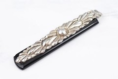 Elegant Danecraft 75mm Black Onyx Bar Pendant w/ Ball & Drop, 18″ Silver Chain
