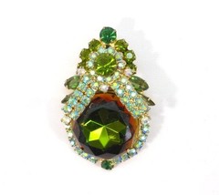 JULIANA DELIZZA AND ELSTER GREEN HELIOTROPES PENDENT- BROOCH