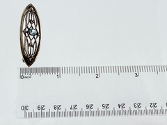 Symmetalic Sterling Silver and 1/20th 14k Gold Blue Topaz Pin Brooch 4g 45mm