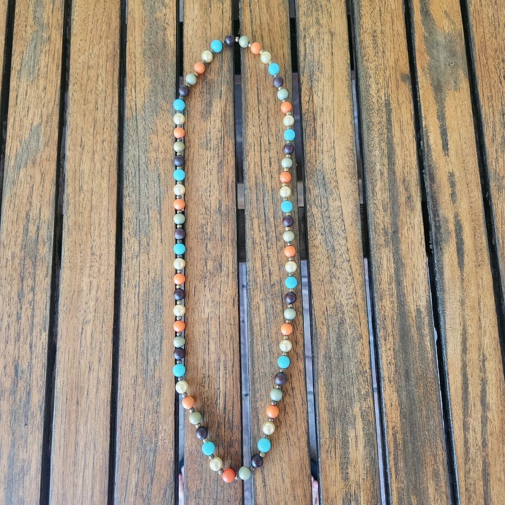 Vintage Multicolor Beaded Necklace Approx 12″ Vibrant Colors Boho Hippie Chic