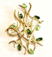 Vintage BENEDETTO PANETTA MCM ABSTRACT XL PENDANT 3 3/4” Faux Peridot Emeralds