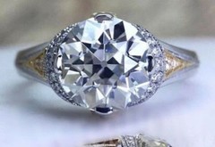 Art Deco Style Round Cut Lab Created Diamond 14K White Gold FN Engagement Ring