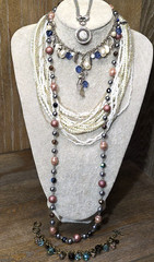 5pc Cookie Lee Jewelry Lot Necklace Bracelet Torsade Beaded Rhinestone Medallion