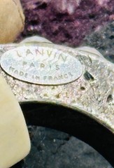 Lanvin Paris Statement Link Bracelet Signed Crystal Wood Resin Designer
