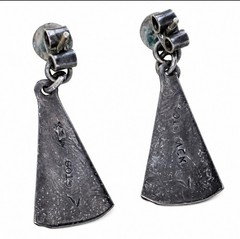 MEXICO 925 STERLING SILVER Taxco SNAKE EYE TURQUOISE EARRINGS~SIGNED GTO9