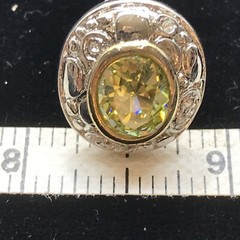 Vintage 2-tone Renaissance Revival Peridot Clear Cubic Zirconia Pierced Earrings