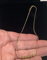 Vintage Dainty Gold Tone Signed MONET Necklace W/ Sliding Ball Beads 16” Clean