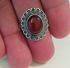 Ancient Vintage Victorian Sterling Silver Ring Red Carnelian Stone Size 9