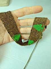 Vintage Necklace Belt Glass Seed Bead Pine Tree Pattern Art Deco Antique 36 in