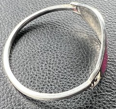 Vintage Silver Cuff Bracelet Alpaca Mexico Pink Floral Hinged Inlay