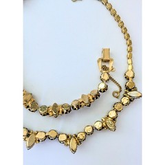 Vintage Jet Black Marquis & Clear Rhinestone Necklace & Bracelet Demi Parure