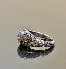 Art Deco Vintage Style Lab Created Diamond Weeding Ring In 14k White Gold Finish
