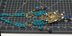 Czech Art Glass Necklace Gold Egyptian Motif Blue Drops Statement Jewelry