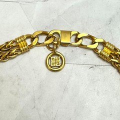 Vintage Givenchy Gold Tone Necklace Multi Strand Curb & Foxtail Chain Signed