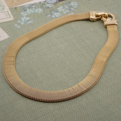 Vintage Gold Tone Mesh Belt Buckle Magnetic Clasp 16″ Choker Necklace