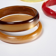 Vtg Plastic Acrylic Resin Lucite Red Yellow Brown Black Bangle Bracelet 8pc Lot