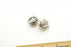 Vintage Unsigned Beaded Rhinestone Clip-On Earrings Wired Very Good!