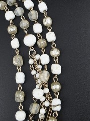 Vintage W Germany Milk Glass Faux Pearl Multi Strand Statement Necklace 90g…