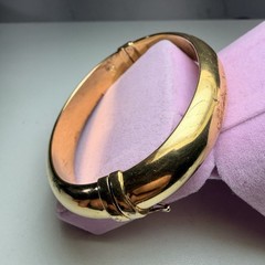 Hollow Gold Wash 925 Sterling 6-3/4″ x 1/2″ ITALY Vintage hinged Bangle Bracelet