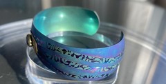 STUNNING HOLLY YASHI CUFF BRACELET, FACETED AMETHYST GEMSTONE ACCENT EX. COND