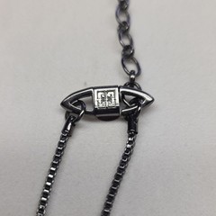 Vintage Givenchy Red Crystal Lavalier Drop Necklace – Gunmetal/Black Chain