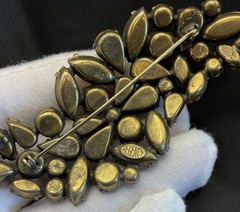 VTG Regency Signed Rhinestone Amber Champagne Brooch & Earring Set Spray