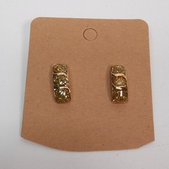 Vintage Evan St. Clair Yellow Gold Tone Diamond Dust Pierced Post Earrings