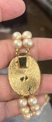 Vintage Unsigned Marvella? Glass Faux Pearl Faux Jade Flower Necklace 24”